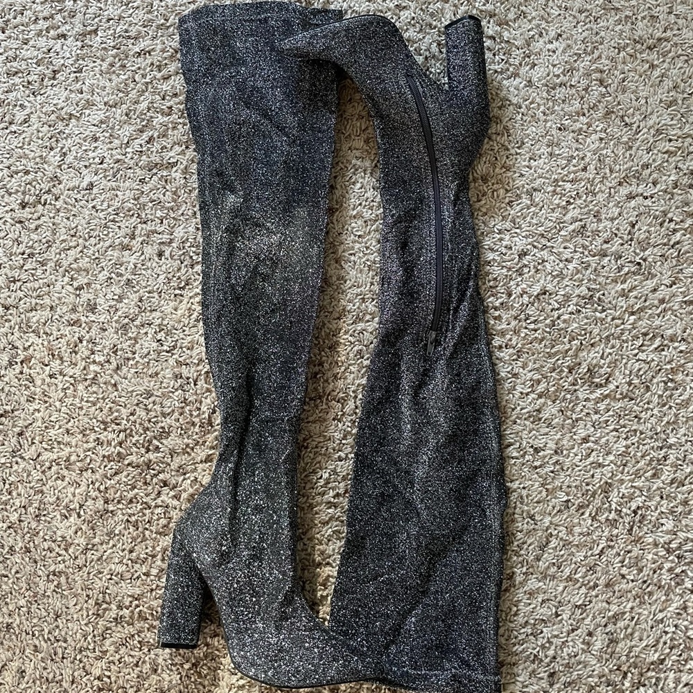 Thigh high sparkly boots